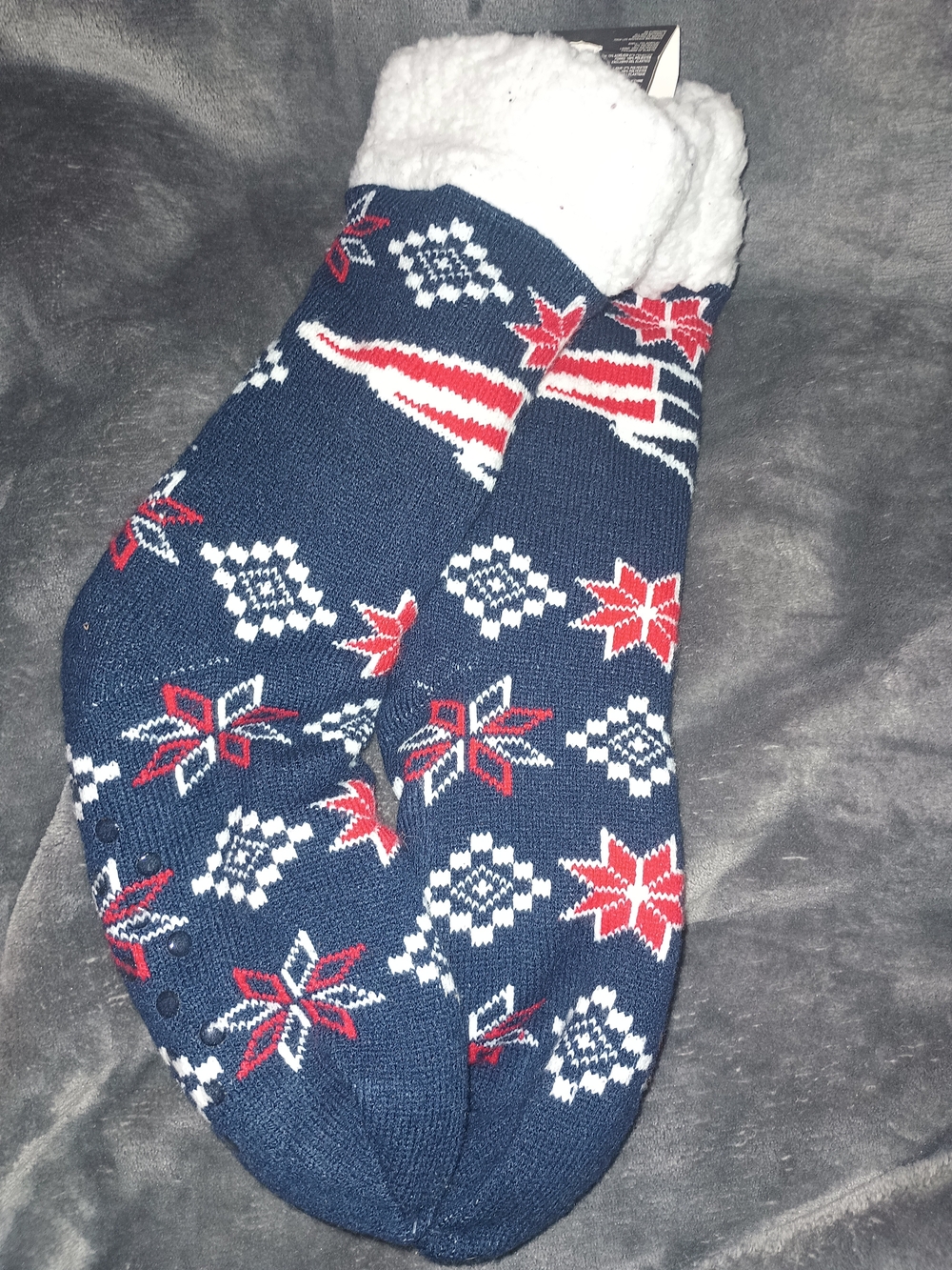 Kids Navy Blue Fleece-Lined Holiday Socks